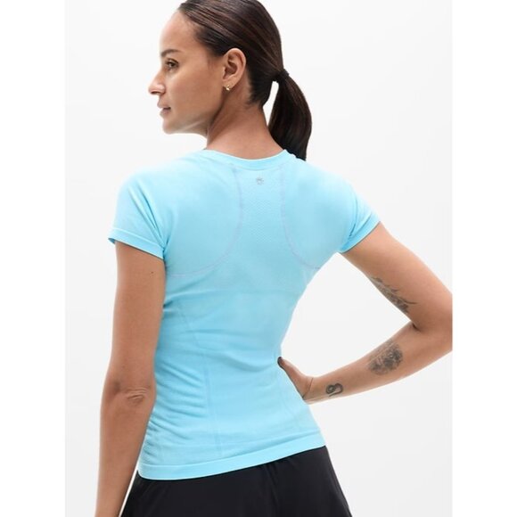 Athleta M Momentum Seamless Tee Aqua Blue Medium Regular - Picture 5 of 7